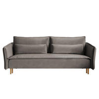 SCHLAFSOFA Ummo Grau Velours - Goldfarben/Grau, Textil/Metall (230/88/90cm) - Selsey