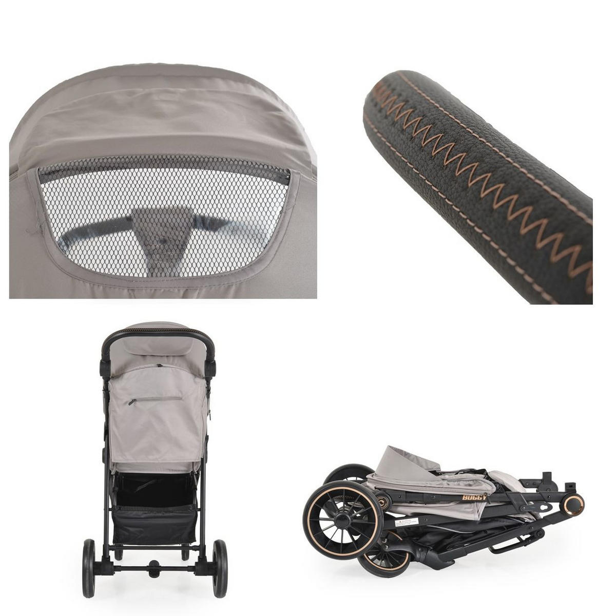 BUGGY Sommer beige Kinderbuggy, Sonnendach, EVA-Räder, verstellbar - Beige, Metall (95/58/110cm) - Moni