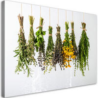 LEINWANDBILD Getrocknete Kräuter Gewürze 120x80cm - Grün, Textil (120/80cm) - Feeby