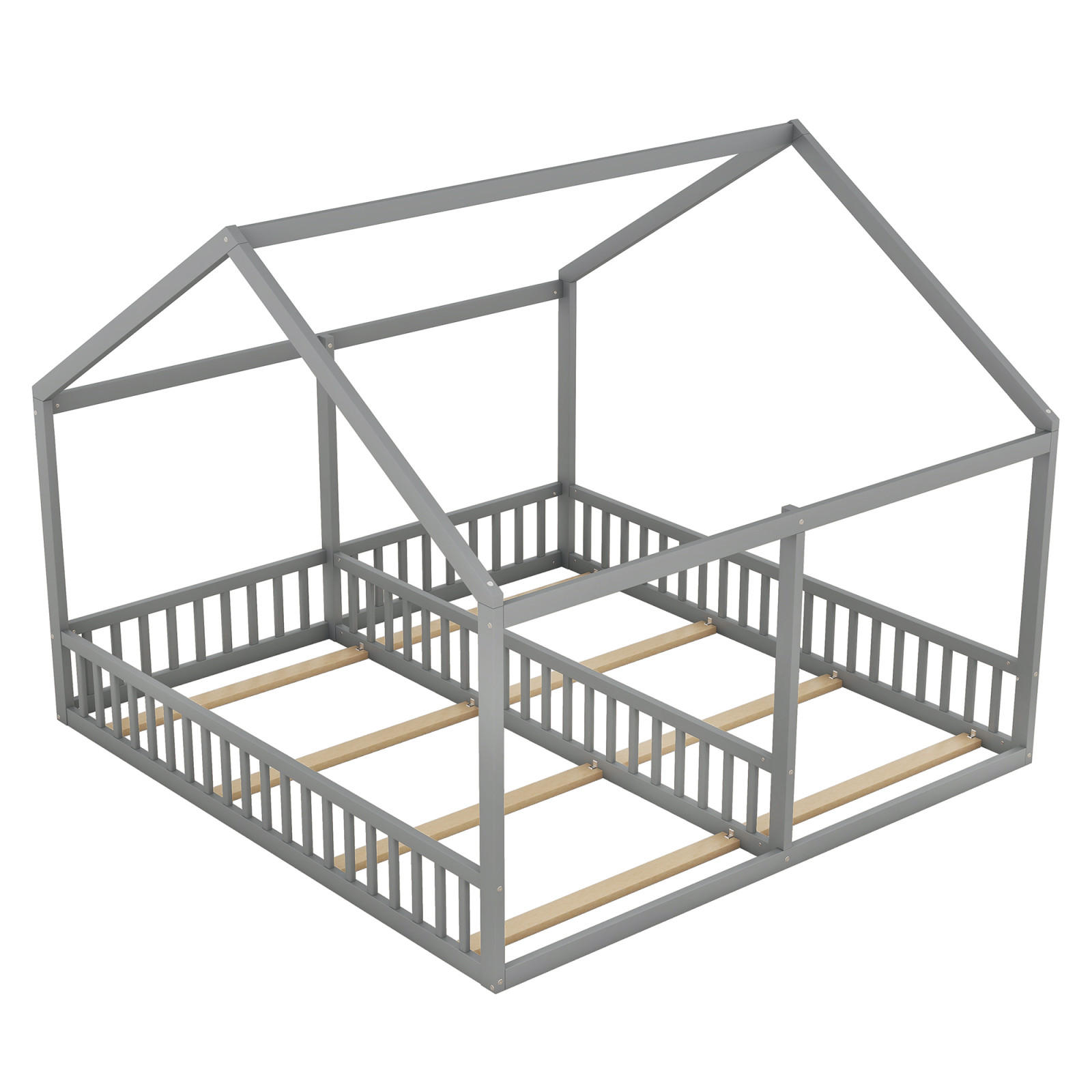 HAUSBETT 90x200 cm 2in1 grau - Grau, Holz (90/200cm) - Fortuna Lai