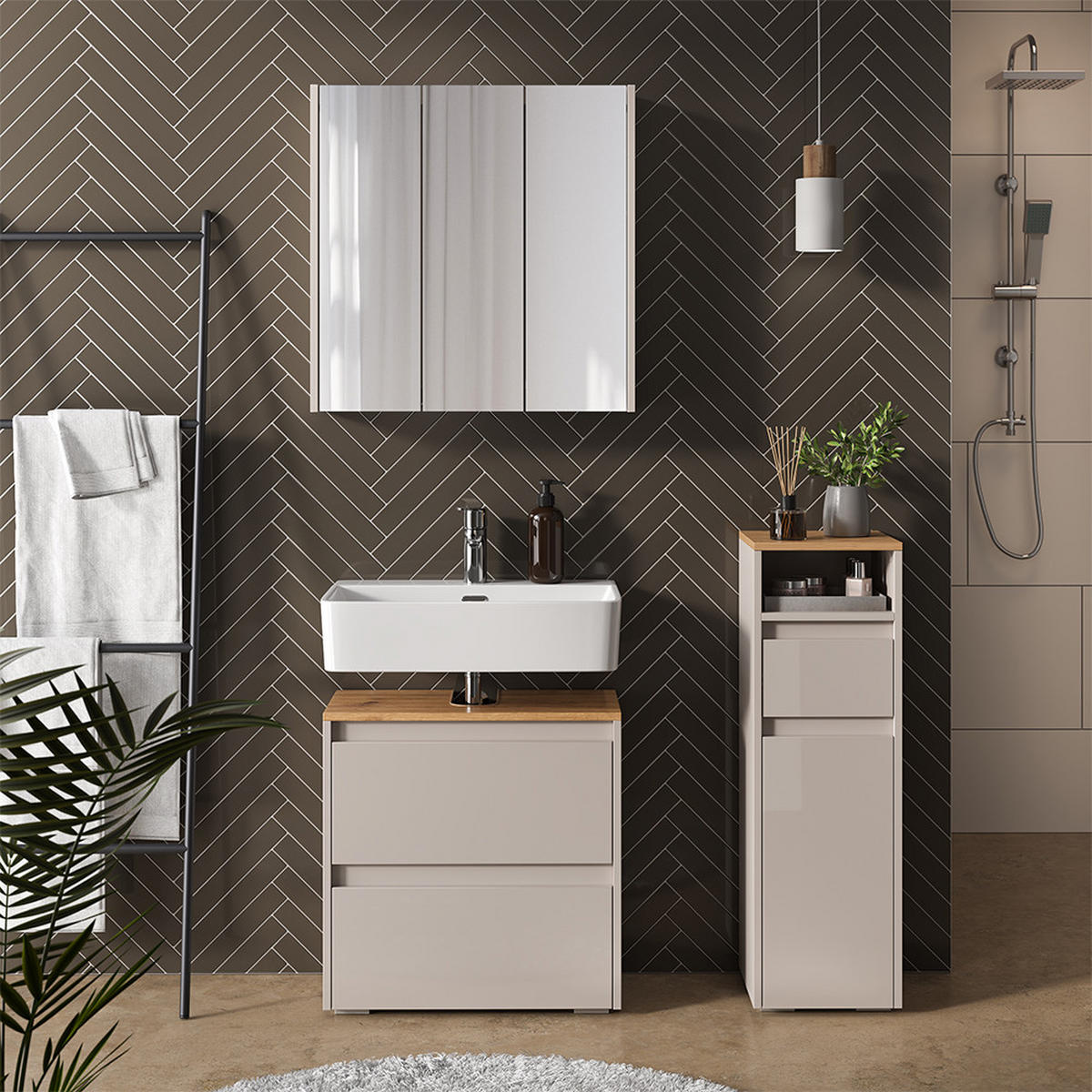 BADMÖBEL-SET Majest Cashmere 3 Teile - Kaschmir, Holzwerkstoff (60.1/62/30.1cm) - Vicco