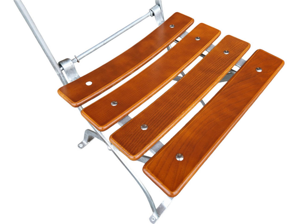 BIERGARTENSTUHL BERGWIESE 1-Sitzer 89x35x40cm Eschenholz Silber/Braun - Braun, Holz (40/89/35cm) - CHEFGASTRO