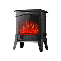 ELEKTROKAMIN Schwarz Bodenmodell mit integrierter Heizung 1500 W - Schwarz, Glas (35/46/22cm) - Purline