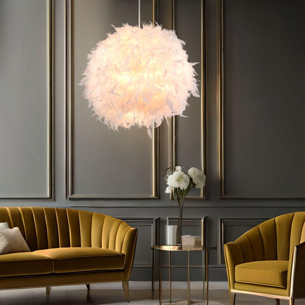 HÄNGELEUCHTE KATUNGA Federn Weiß - Weiß, Metall (45/45/120cm) - Globo Lighting