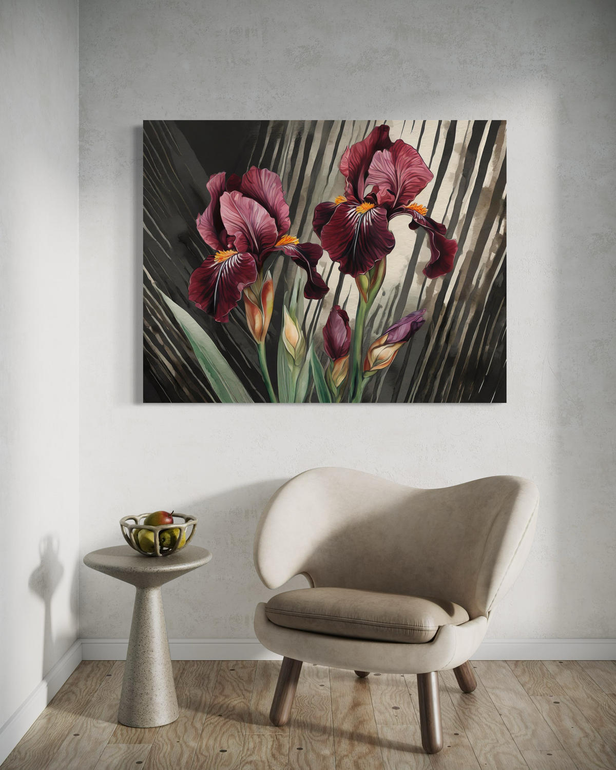 WANDBILD rote blumen abstraktion - Rot, Textil (60/40cm) - Feeby