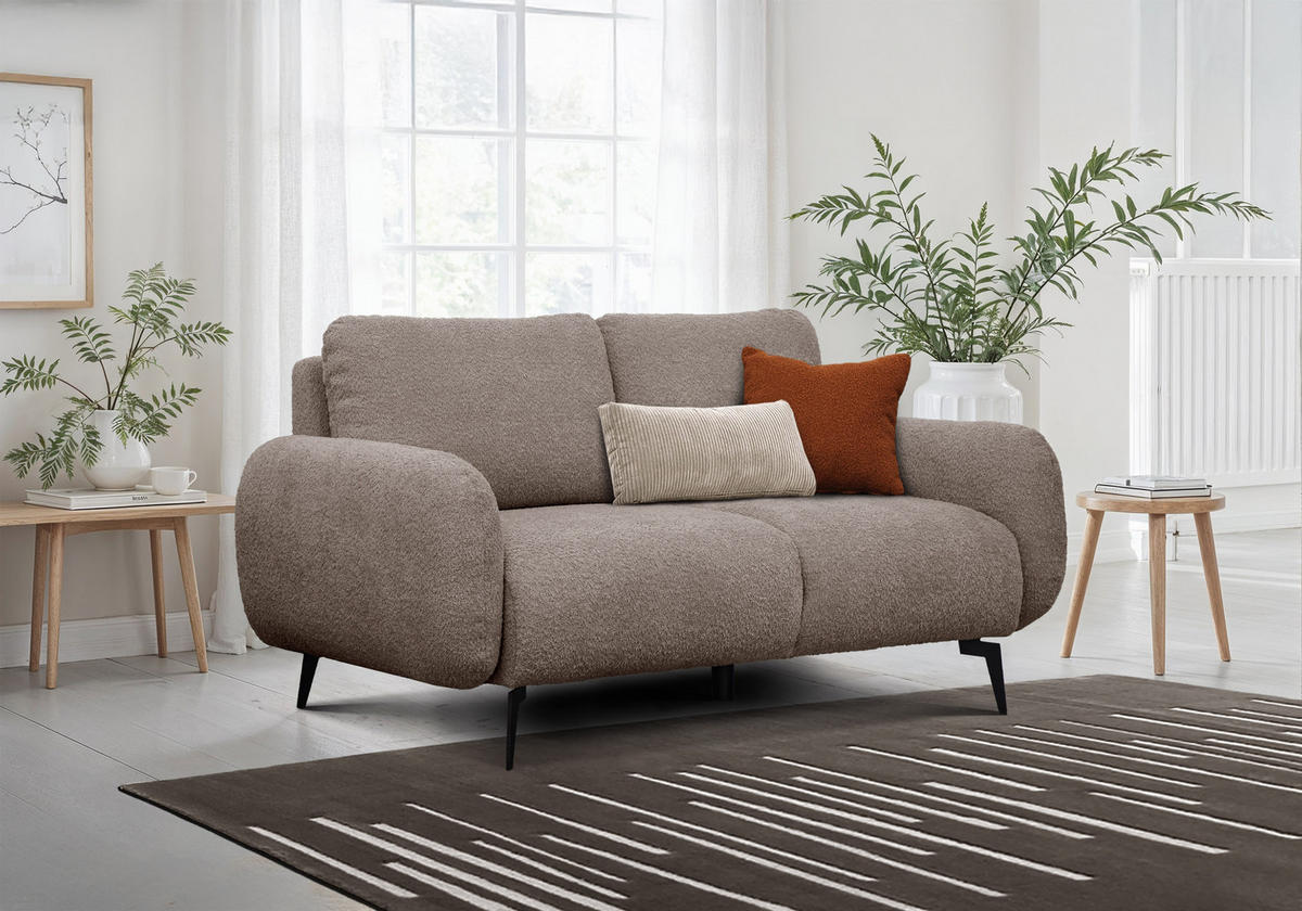 SOFA FEBE 2-Sitzer, beige - Beige/Schwarz, Holz/Textil (160/82/96cm) - Courtois Laville
