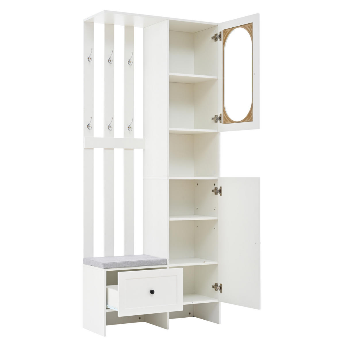 GARDEROBE mit Schuhbank 85 x 33,5 x 200 cm Weiß - Weiß, Holzwerkstoff (33.5/200/85cm) - Beauniv