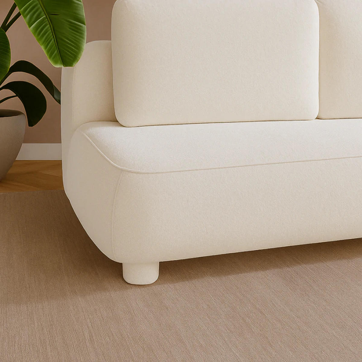 SCHLAFSOFA MAJA, Sofa mit Schlaffunktion und Bettkasten, Farbe: Creme, Bouclé-Stoff - Creme, Textil (209/96/96cm) - Sepro Meble