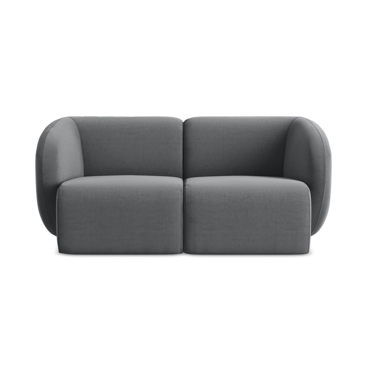 2-SITZER-SOFA Samt Stoff Grau - Edelstahlfarben/Schwarz, Holzwerkstoff/Kunststoff (174/75/94cm) - LaMiaSofa