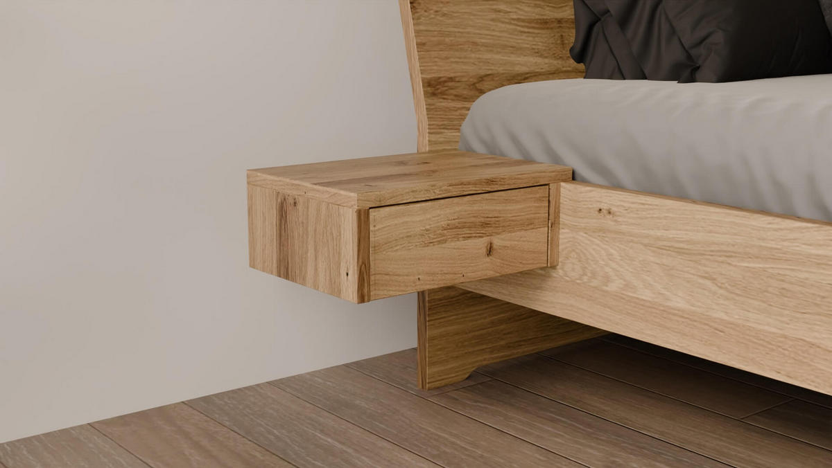 SCHWEBEBETT 140/200 cm aus Wildeiche - Braun, Holz (140/200cm) - MeinMassivholz