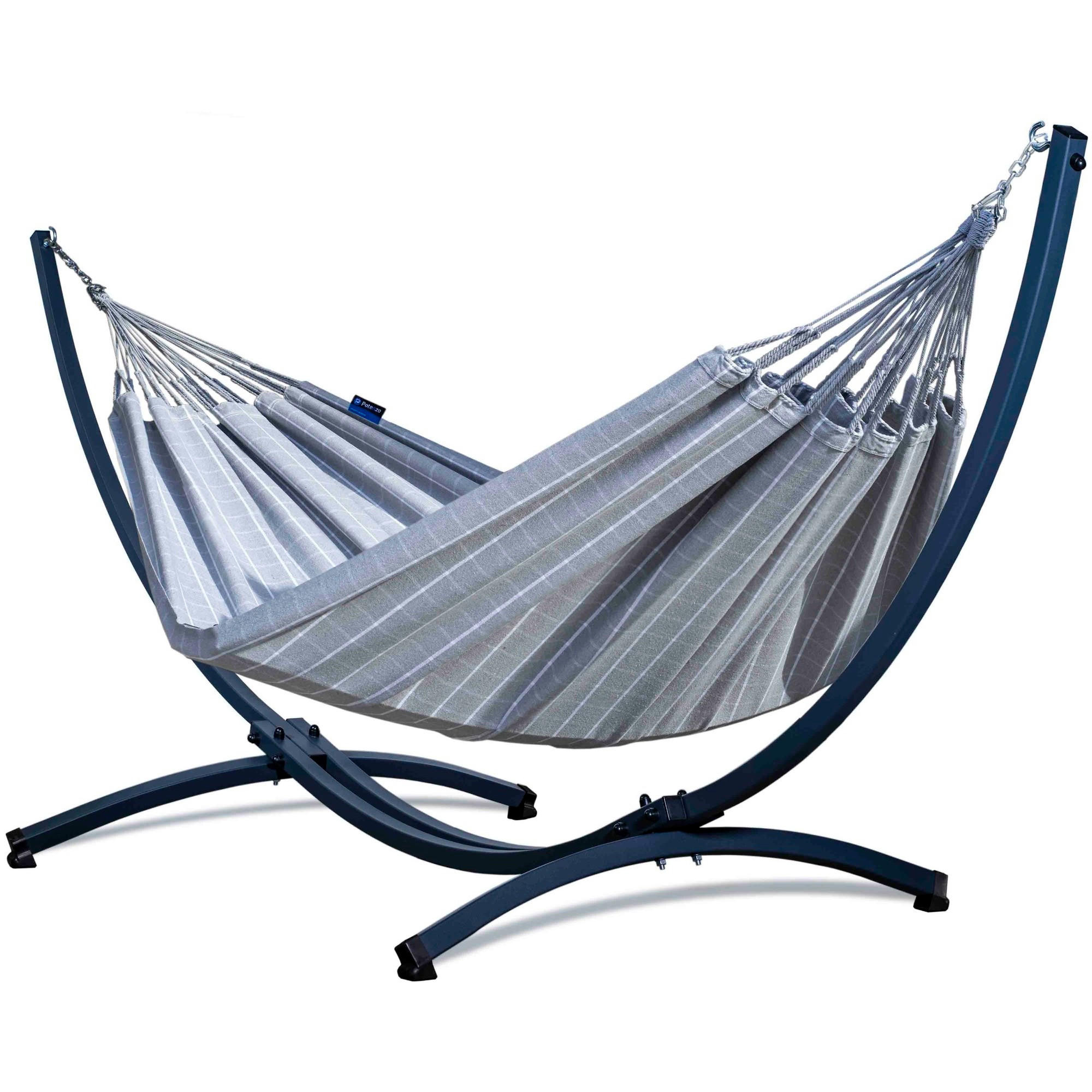 HÄNGEMATTE mit Gestell, 2 Personen, XXL, 200 kg, Metall, Catargo Grau, einfache Montage - Grau, Metall (370/130/120cm) - Potenza