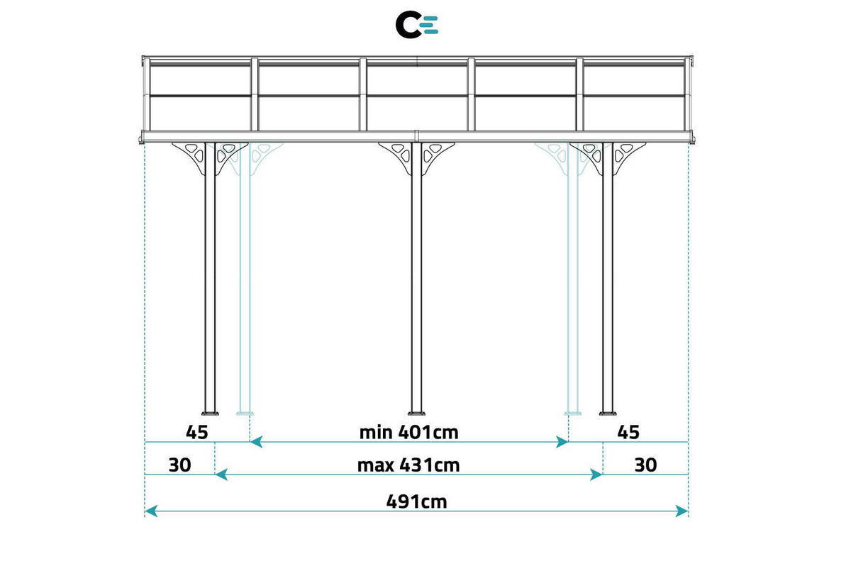 PERGOLA / CARPORT Kleo Weiß 5m x 3m - Weiß, Metall (495/270/300cm) - Cazeboo