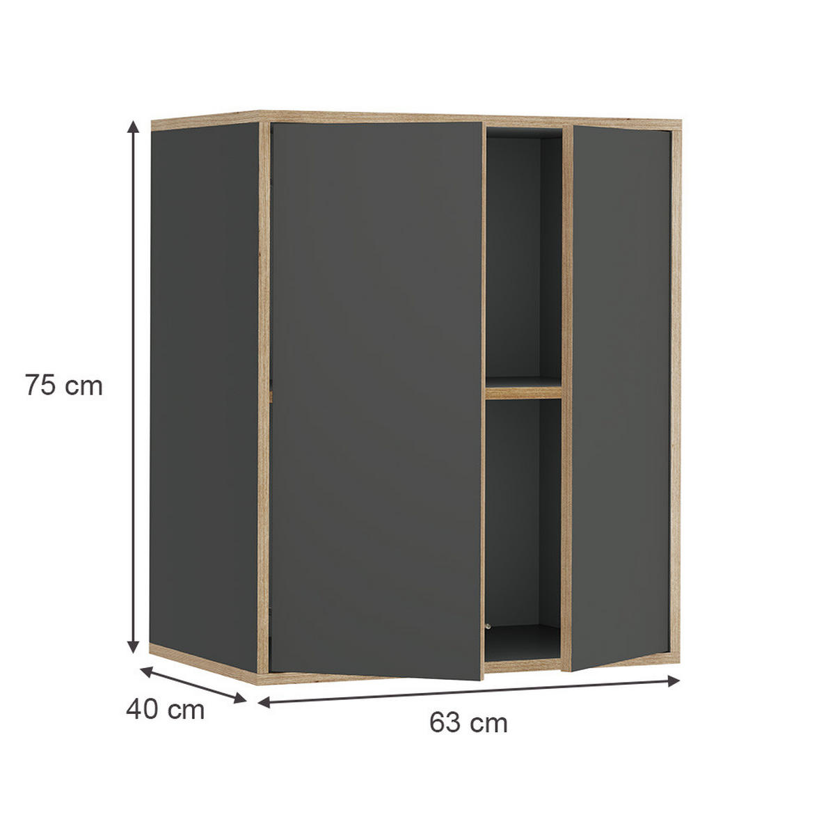 STĚNOVÁ POLICE Tetrix Antracit - antracitová/béžová, kompozitní dřevo (63/75/40cm) - Vicco