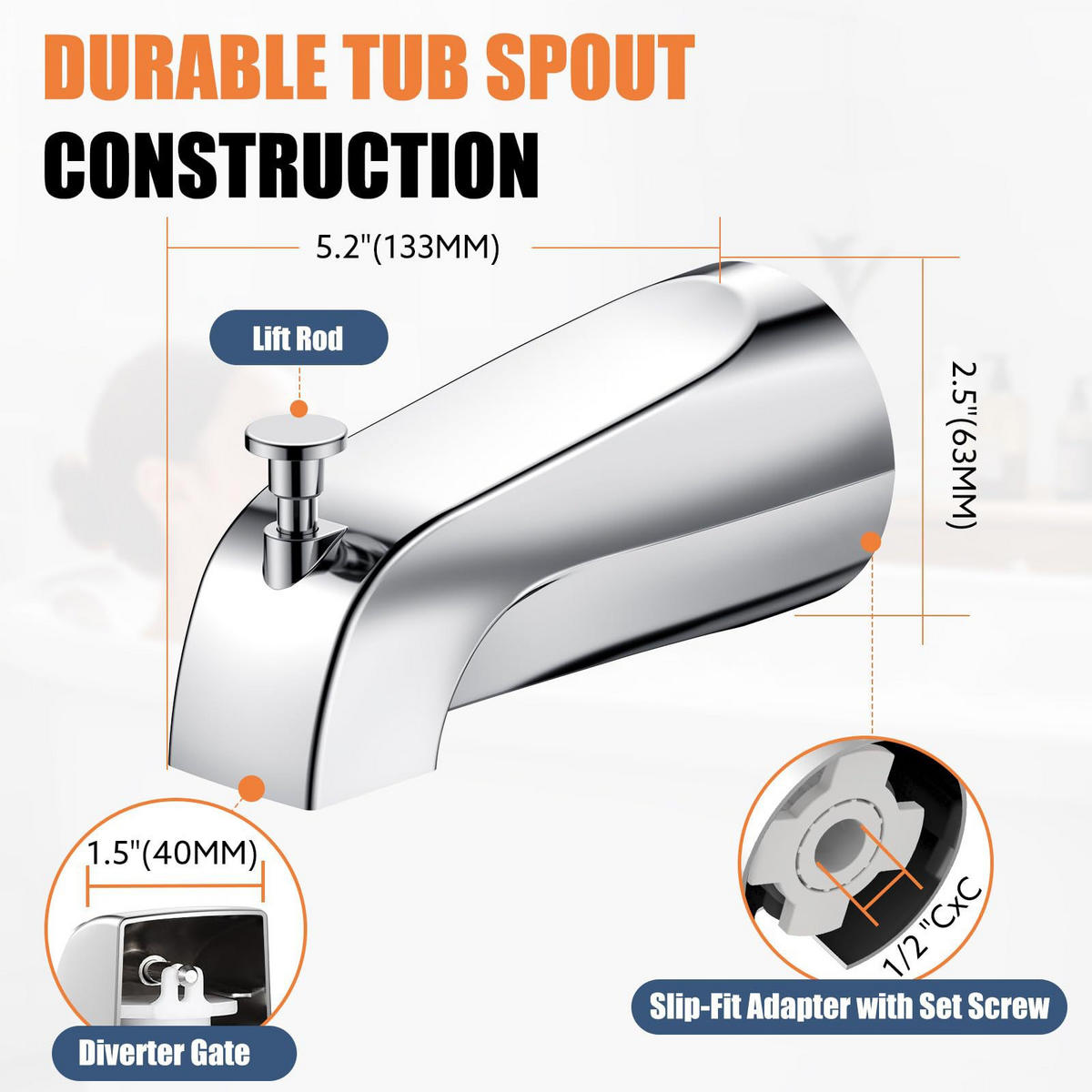 BADEWANNENARMATUR – galvanisierte Oberfläche - Silberfarben, Metall (15/7/8cm)