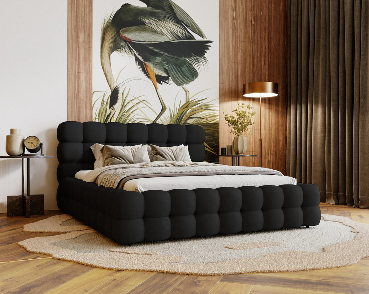 POLSTERBETT 200x200 cm Parlas Bis, Bettkasten, Lattenrost, Schwarz - Schwarz, Holz/Textil (200/200cm) - Emporius