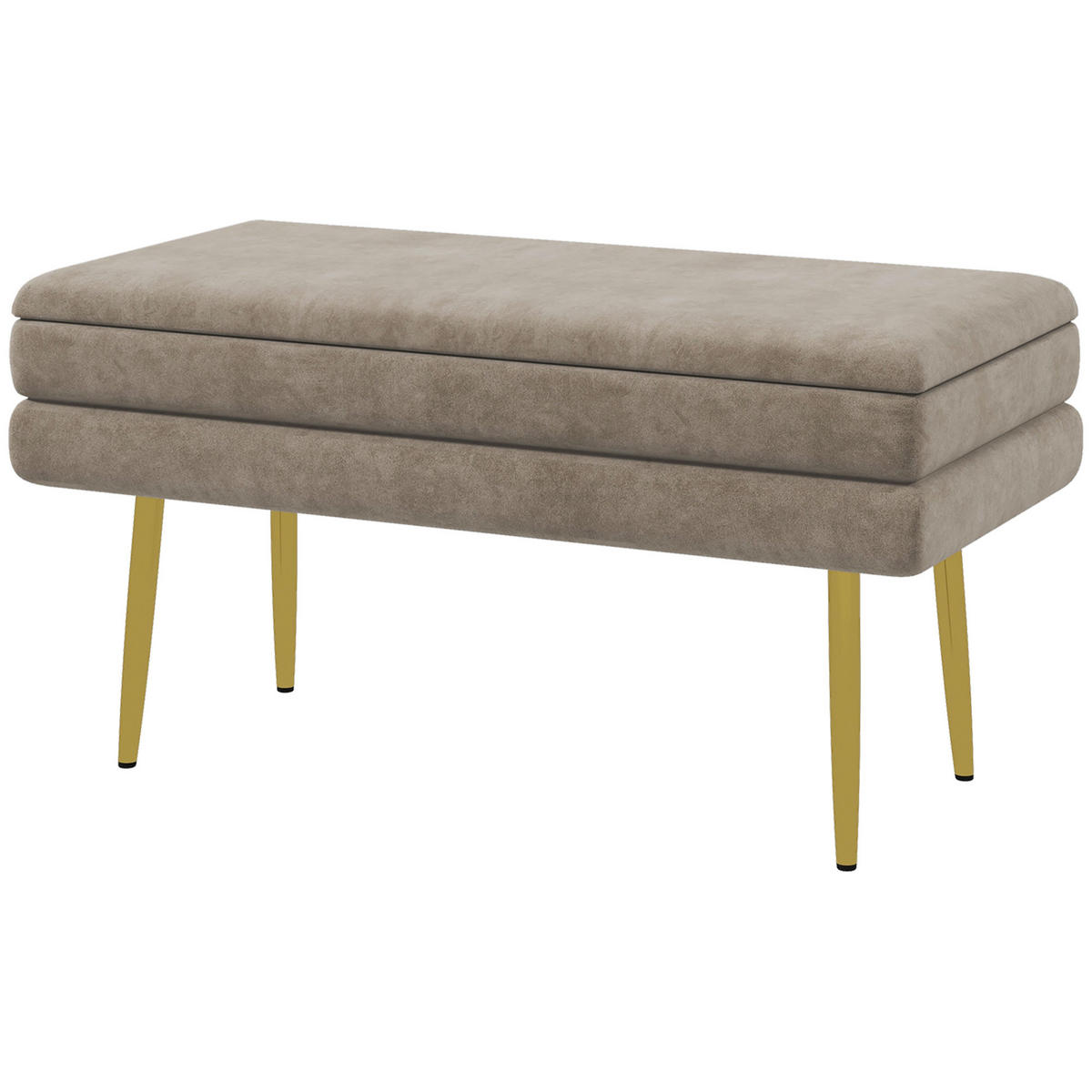 TRUHENBANK DE-07145 Samtoptik, bis 120 kg Beige - Beige, Textil/Metall (37.5/43/79.5cm) - ComfortXL
