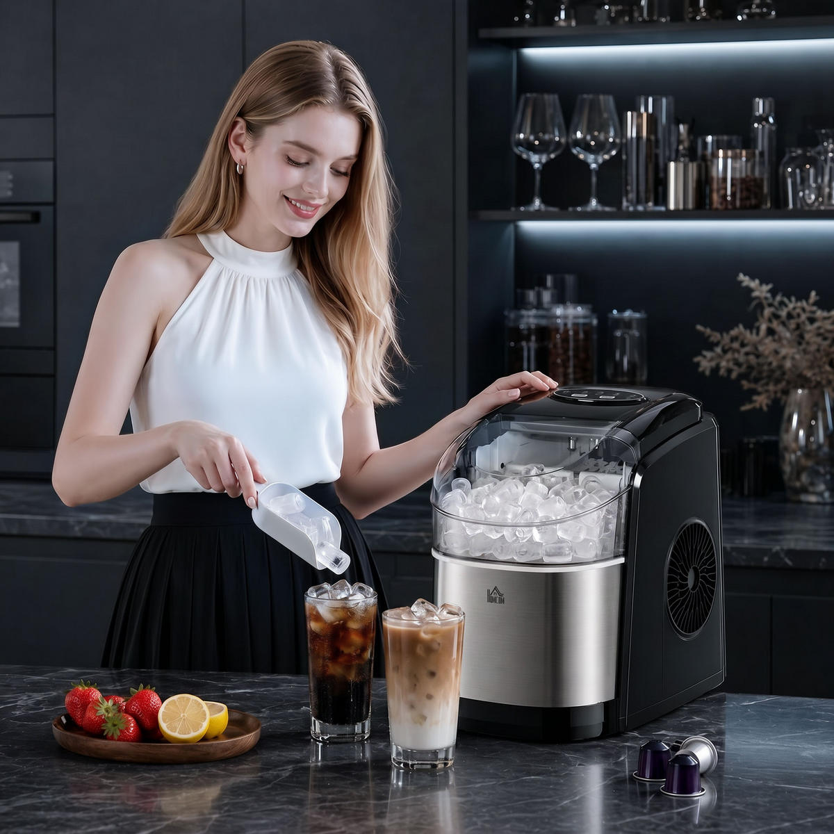 EISMASCHINE DE-17474 9 Würfel in 6-12 Min., 12 kg/24h - Schwarz, Kunststoff (35.3/33/24.2cm) - ComfortXL