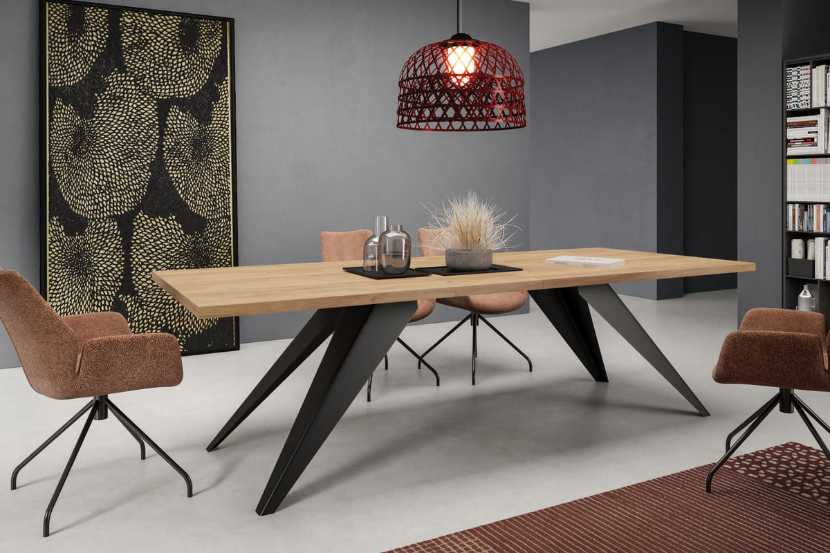 ESSTISCHE SENTO - Honigeiche/Schwarz, Holzwerkstoff (90/160/76cm) - Meblini