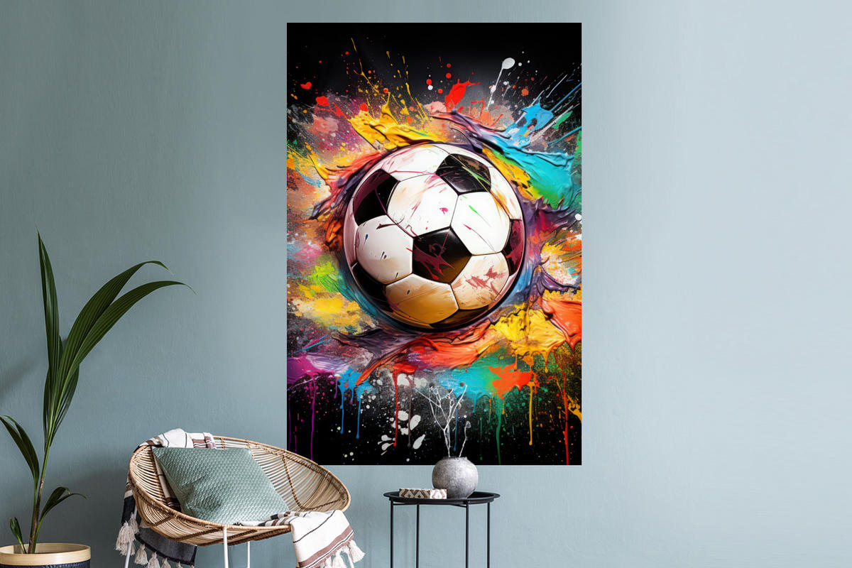 WANDTATTOO Fußball - Farbe - Farben - Schwarz - Weiß 80x120 cm - Weiß, Kunststoff (80/120/0.1cm) - MuchoWow