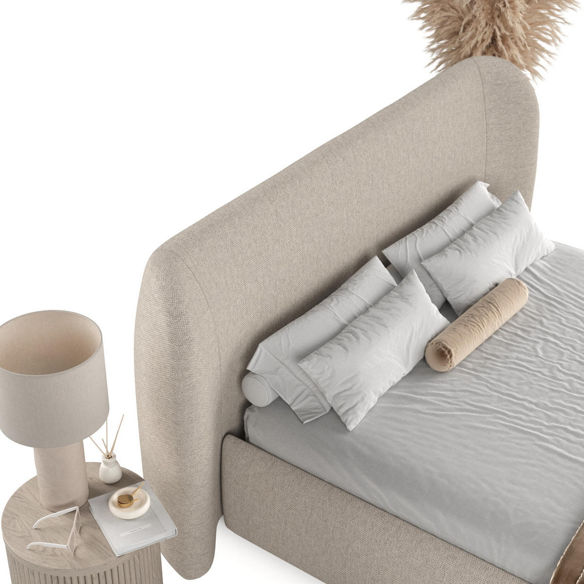 POLSTERBETT Bellano mit Stauraum 200/200 cm Hellbeige im Megan Stoff - Sandfarben/Schwarz, Holz/Holzwerkstoff (200/200cm) - AltaBeds