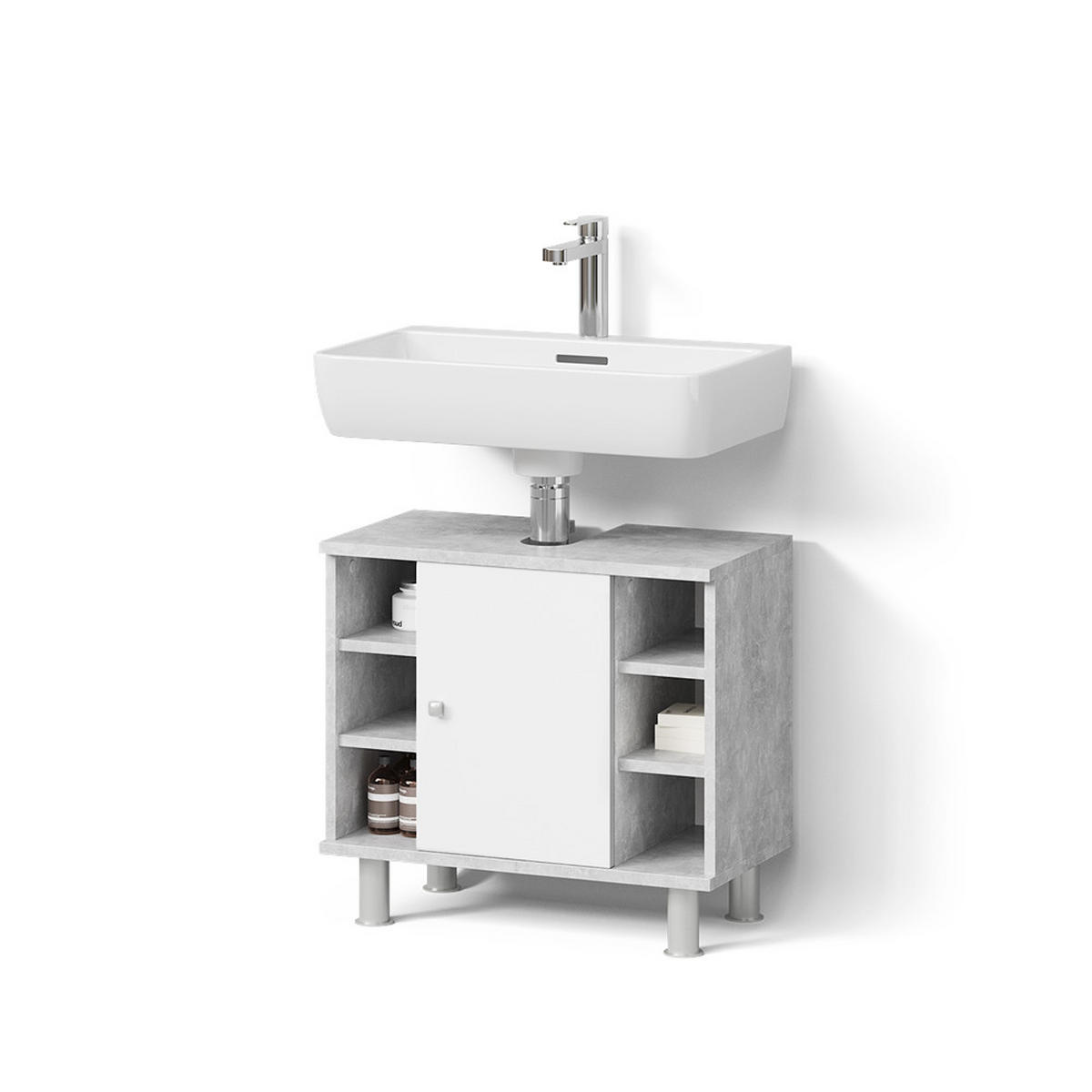 WASCHBECKENUNTERSCHRANK Fucino Beton 60 x 54 cm - Grau, Holzwerkstoff (60/54/32cm) - Livinity®
