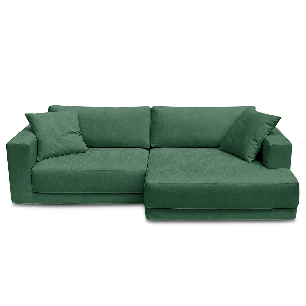 ECKSOFA mit Wechselbezug - Longchair, Webstoff - Schwarz/Grün, Kunststoff/Textil (260/155cm) - home24