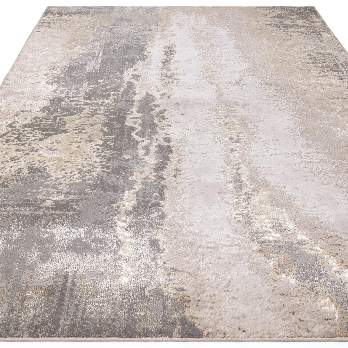 TEPPICH Velours abstrakt Marmoroptik hochglänzend pflegeleicht COMO-Colico, Silbergrau 200x290 cm - Silberfarben, Textil (200/290cm) - KADIMA DESIGN