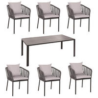 GARTENGARNITUR Tisch+6xStuhl Anthrazit Grau - Anthrazit, Metall - PROREGAL