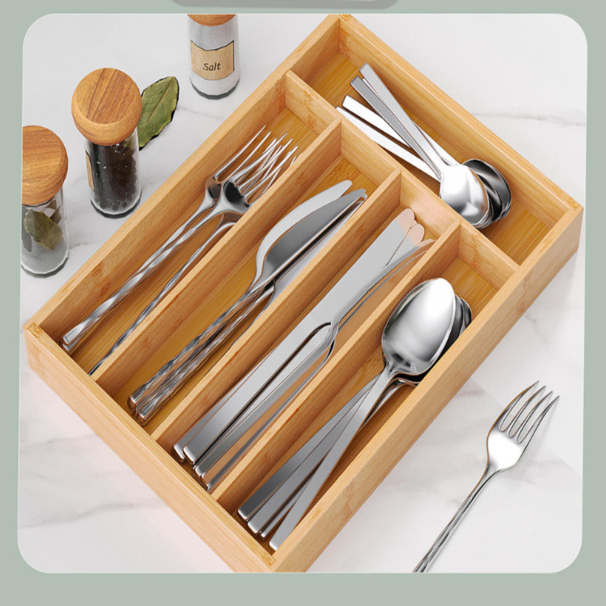 BESTECKEINSATZ, Bambus, 24,9 x 33,3 cm, Hellbraun - Braun, Holz (24.9/4/33.3cm) - Authentics
