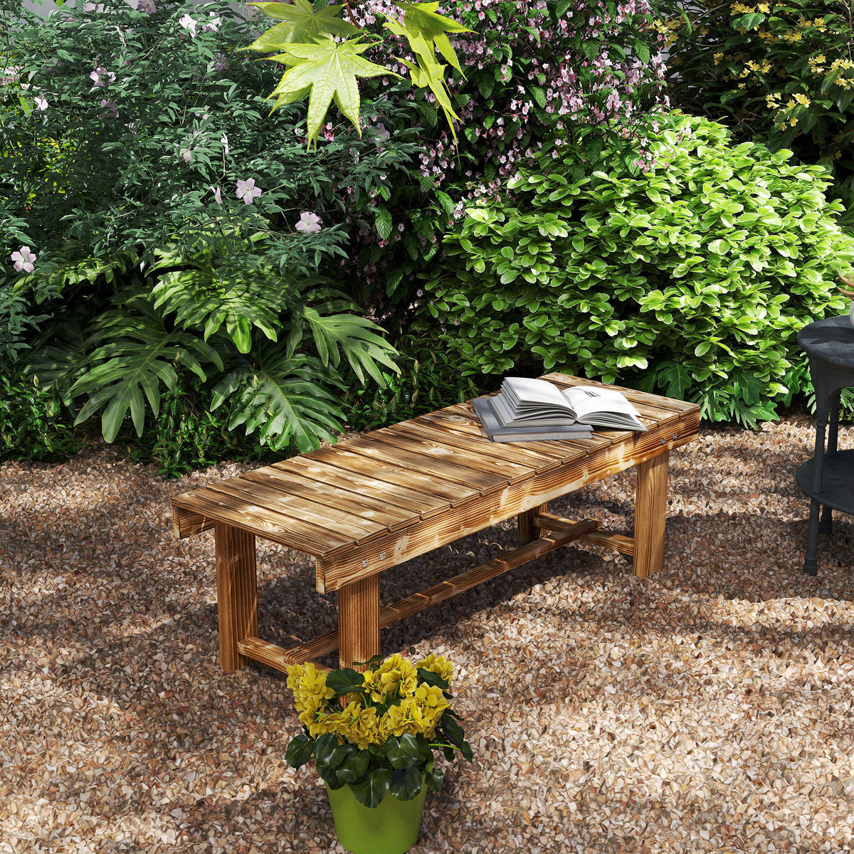 GARTENBANK,2-SITZER rustikal,dunkelbraun - Beige, Holz (110/35/38cm) - Vallsero