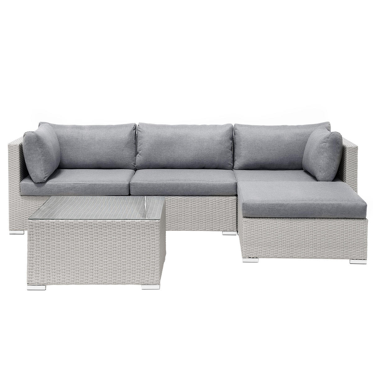LOUNGE SET 4-Sitzer hellgrau linksseitig modular Auflagen grau Sano - Hellgrau, Kunststoff - Beliani