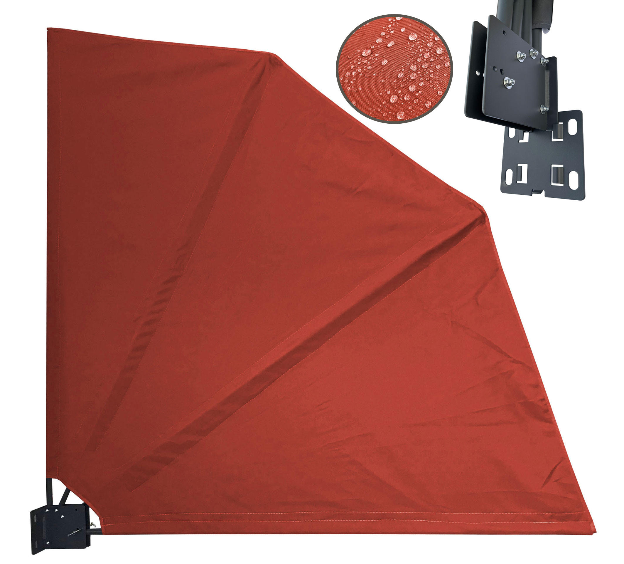 SICHTSCHUTZFÄCHER 115x115 cm Rotorange mit Easy Mount Wandplatte - Terracotta, Metall (2/115cm) - QUICK STAR