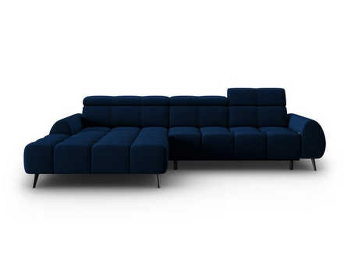 ELEKTRISCHES-ECKSOFA links Alyse aus Samt königsblau 5 Sitzplätze - Blau, Textil (188/295cm) - Micadoni