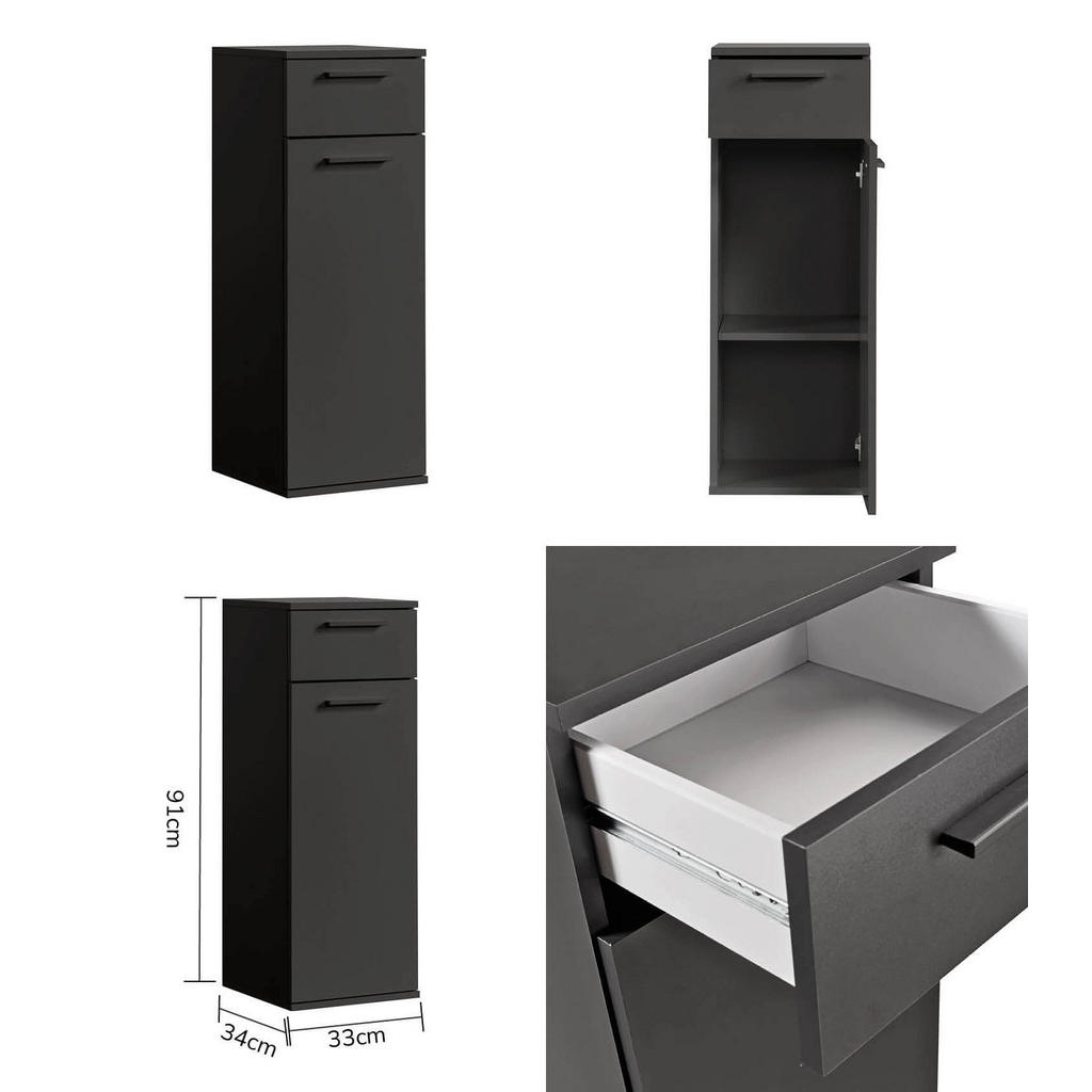 Thumbnail - Mokebo Badmöbel-Set, Schwarz, Holzwerkstoff, 168x180x34 cm, Badezimmer, Badmöbelsets & Badmöbelserien, Badmöbel-Sets
