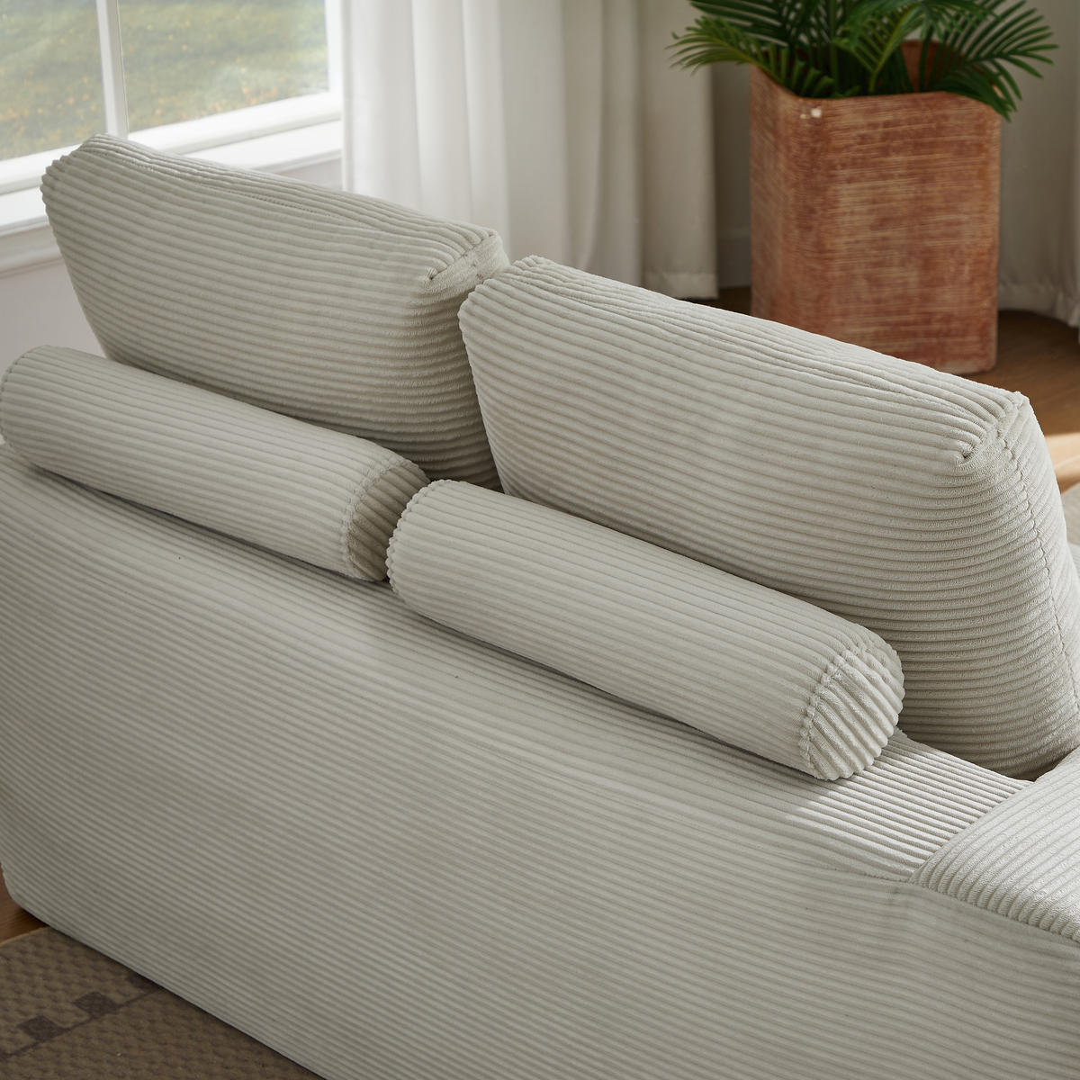 ECKSOFA Cord Beige - Beige, Textil (255/162cm) - WISHDOR