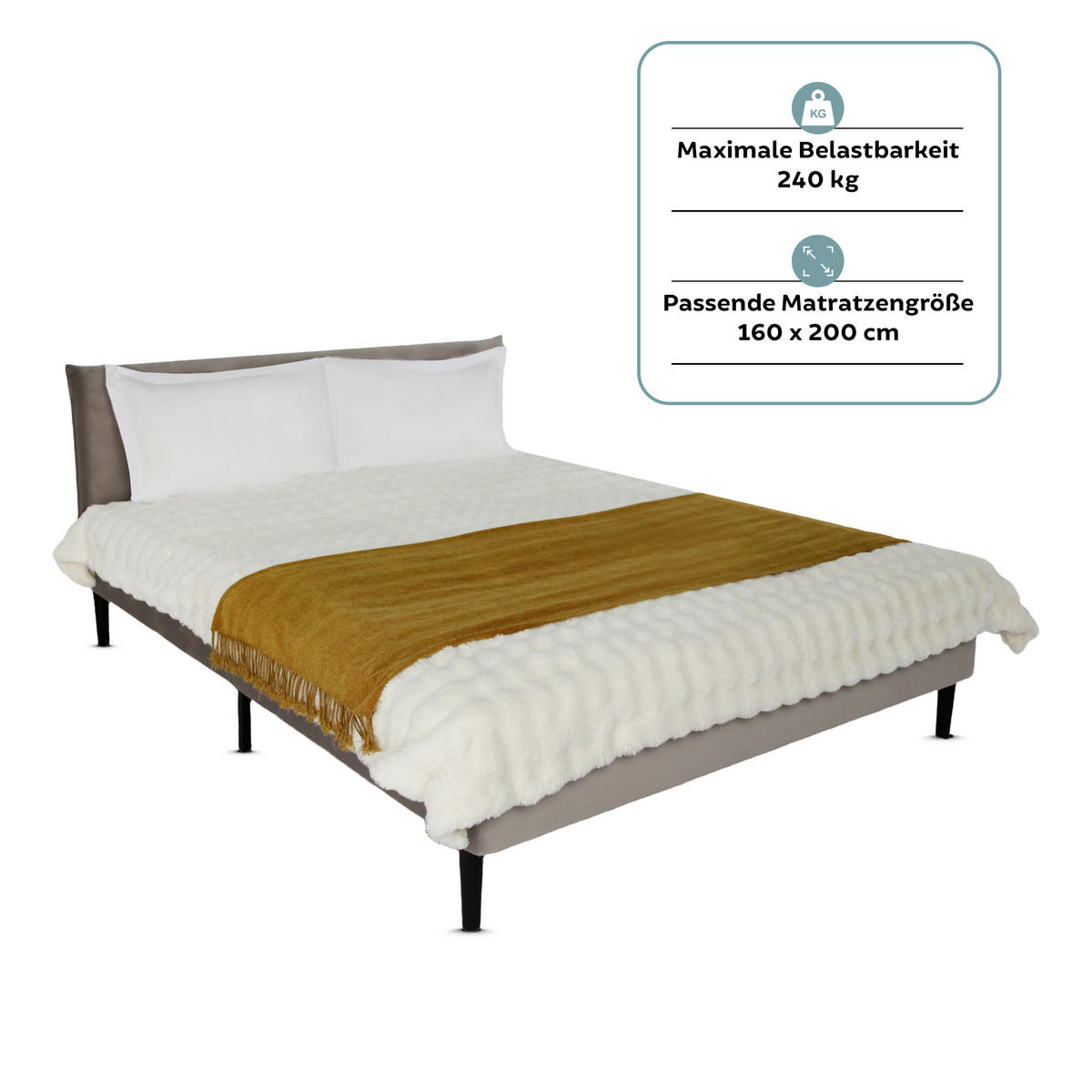 POLSTERBETT 160x200 cm Grau samt - Grau, Textil (160/200cm) - Home Collective