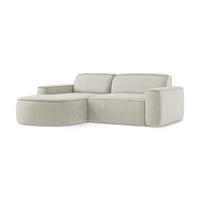 ECKSOFA Links Strukturstoff Beige - Hellbraun/Schwarz, Holzwerkstoff/Kunststoff (224/166cm) - LaMiaSofa