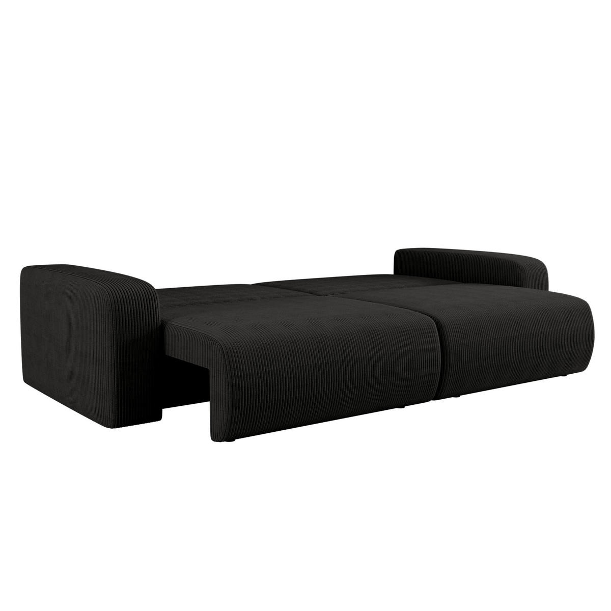 SCHLAFSOFA MILANO und Bettkasten Stoff Poso Schwarz - Schwarz, Holz (246/83/98cm) - Kaiser Möbel