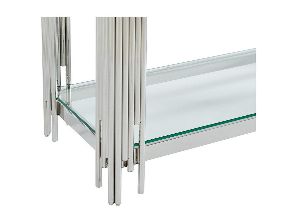KONSOLENTISCH - 123.5 cm x 43.5 cm - Glas - Silberfarben - NOMELANO - Silberfarben, Glas (43.5/123.5/78cm) - Vente-Unique