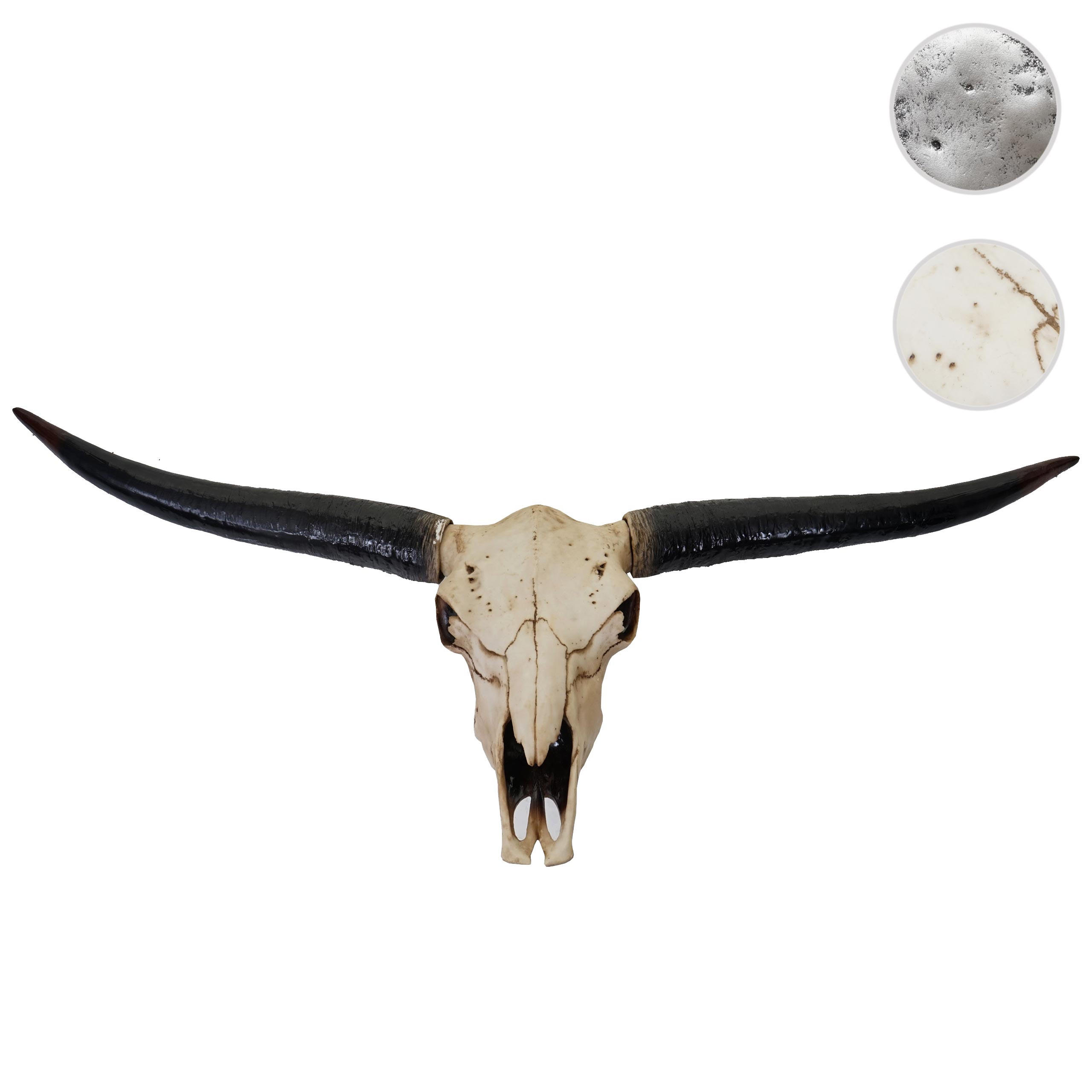 DEKO SCHÄDEL STIER Beige, Schwarz - Beige/Schwarz, Stein (132/56/15cm) - MCW