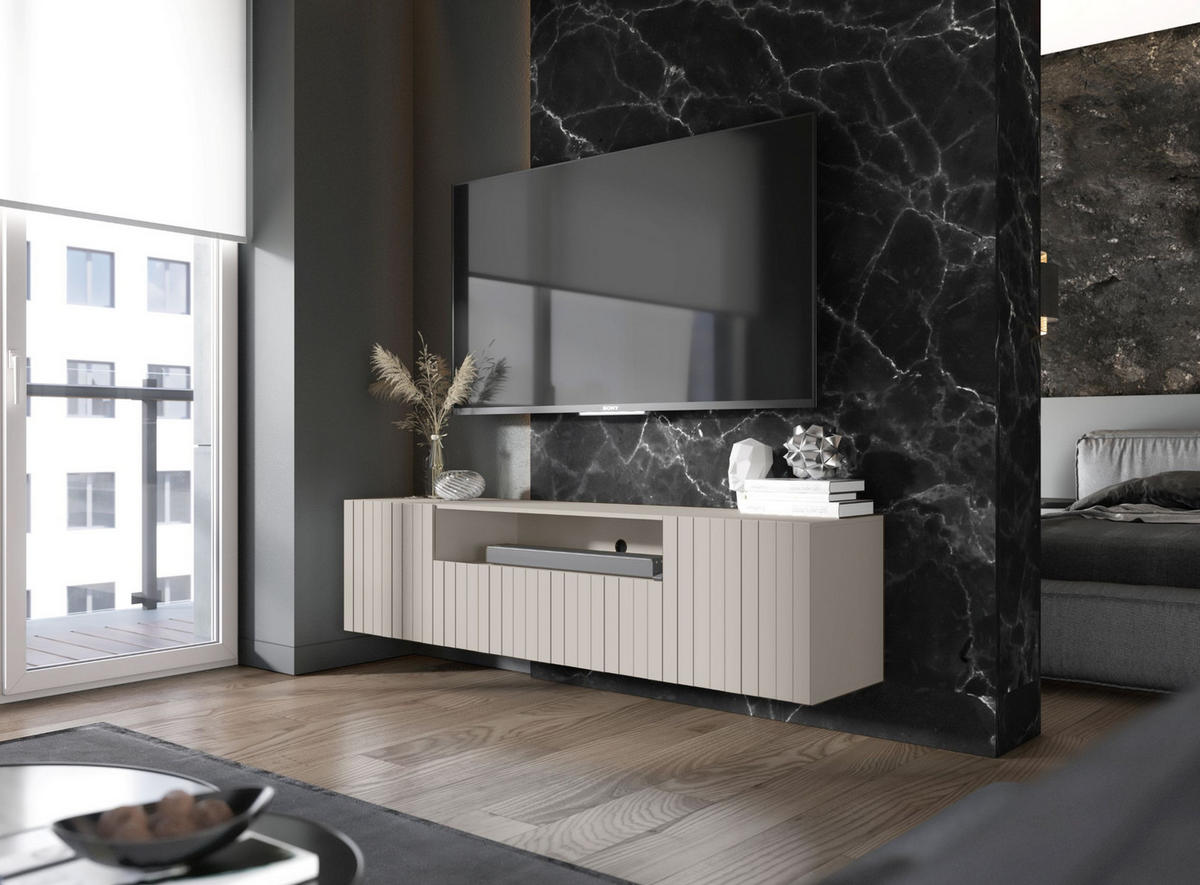 TV-SCHRANK Elpis2 Kaschmir Matt Glamour 150 cm - Kaschmir, Holzwerkstoff (150/37.5/36.5cm) - Meble Lindner