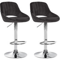 BARHOCKER 2er Set Milos Samt C schwarz - Chromfarben/Schwarz, Textil/Metall (47/106/48cm) - TPFLiving