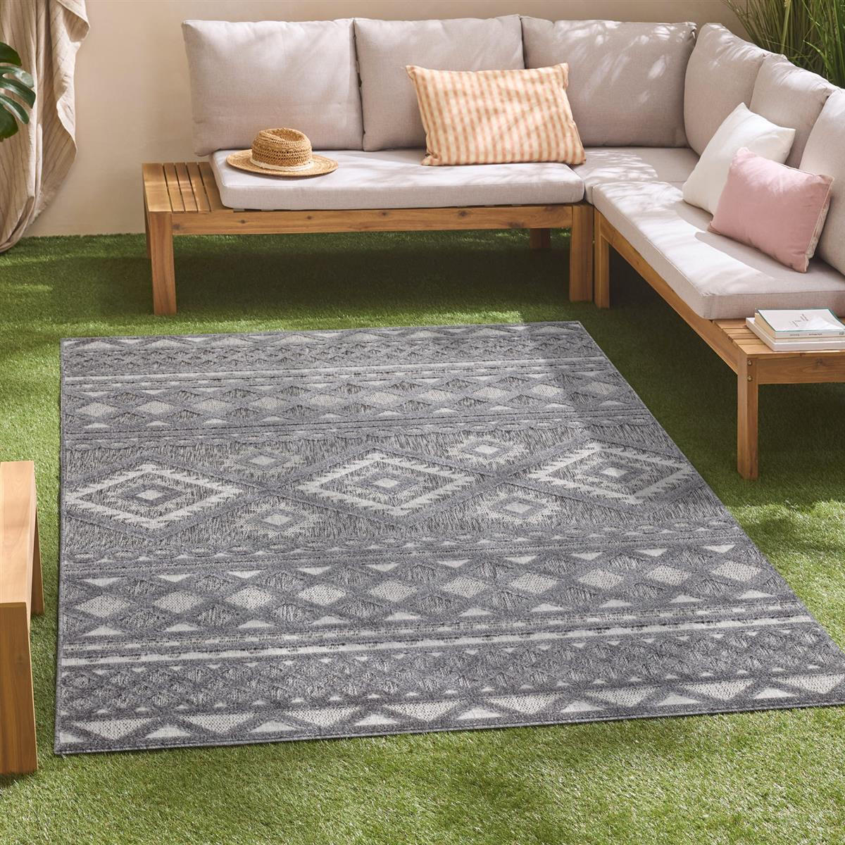 OUTDOOR-TEPPICH Santorini 435 Anthrazit 280x380 cm - Anthrazit, Textil (280/380cm) - carpet city