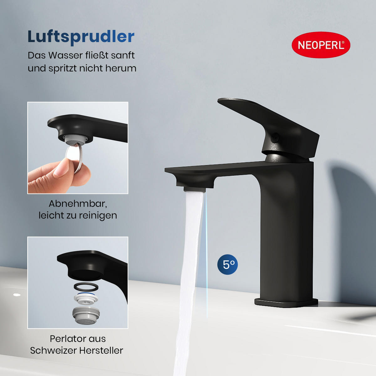 WASCHTISCHARMATUR aus 4MS-Messing Schwarz 15,2 cm - Schwarz, Metall (15.2/4.5/16.6cm) - EMKE