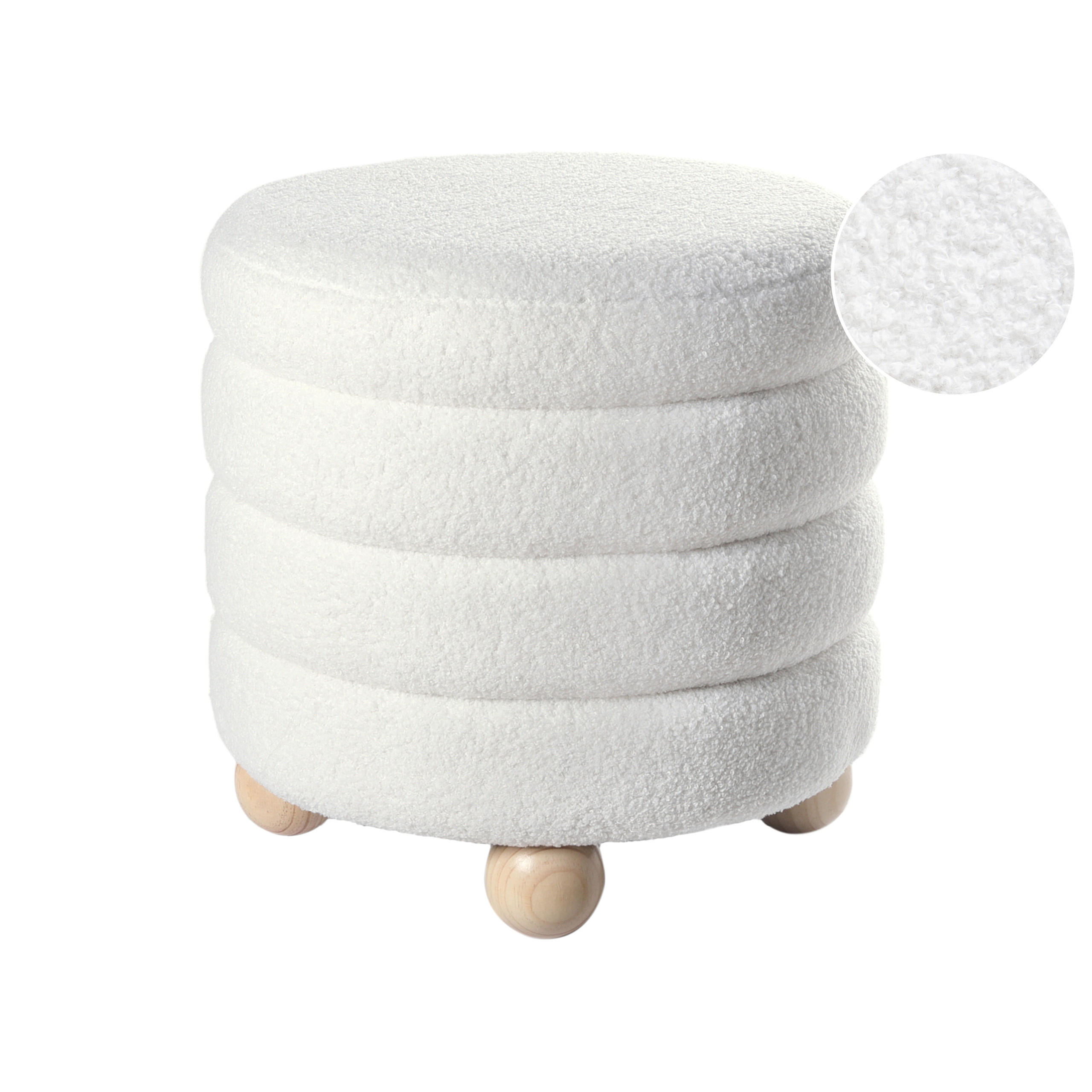 POUF Cremeweiß Chilly - Weiß/Braun, Textil (42/41/42cm) - Beliani