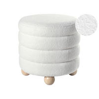 POUF Cremeweiß Chilly - Weiß/Braun, Textil (42/41/42cm) - Beliani