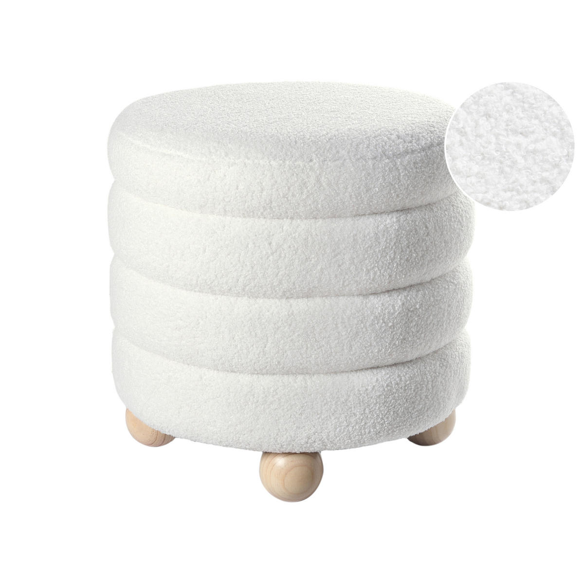 POUF Cremeweiß Chilly - Weiß/Braun, Textil (42/41/42cm) - Beliani