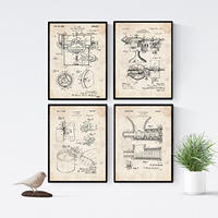 POSTER Set mit 4 Jahrgang Küche Patent A4 Rahmenlos - Klar, Papier (29.7/3cm) - Nacnic