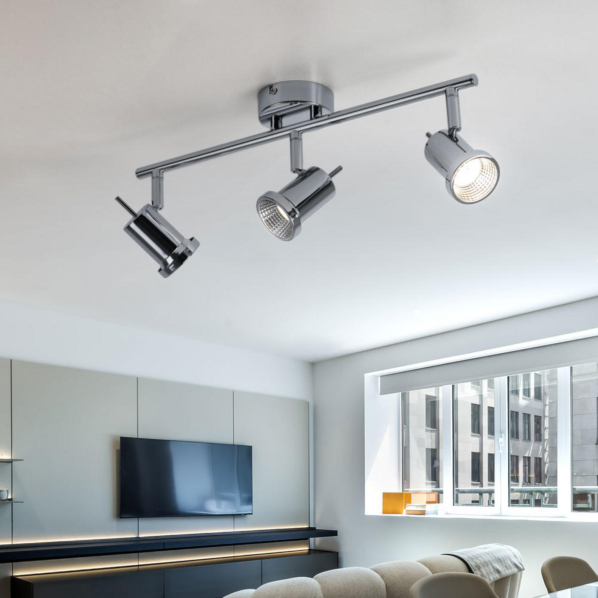 LED DECKENLEUCHTE HOORN Chrom Silber - Silberfarben, Metall (43/8/14cm)