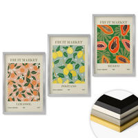 WANDBILDER 3er Set - 40x60 cm Silberner Rahmen - Zitrusfrüchte, tropischer Retro-Stil - Silberfarben, Kunststoff (40/60cm) - ArtPrintCave